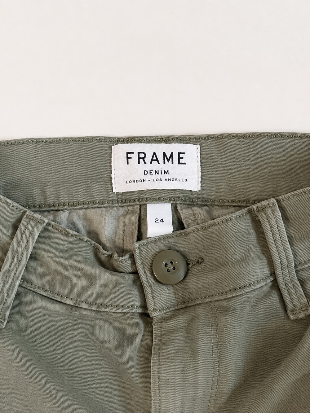 FRAME Denim Cargo Pants Size 24 Olive Green Skinny Utility Ankle Zip Distressed - Picture 3 of 5
